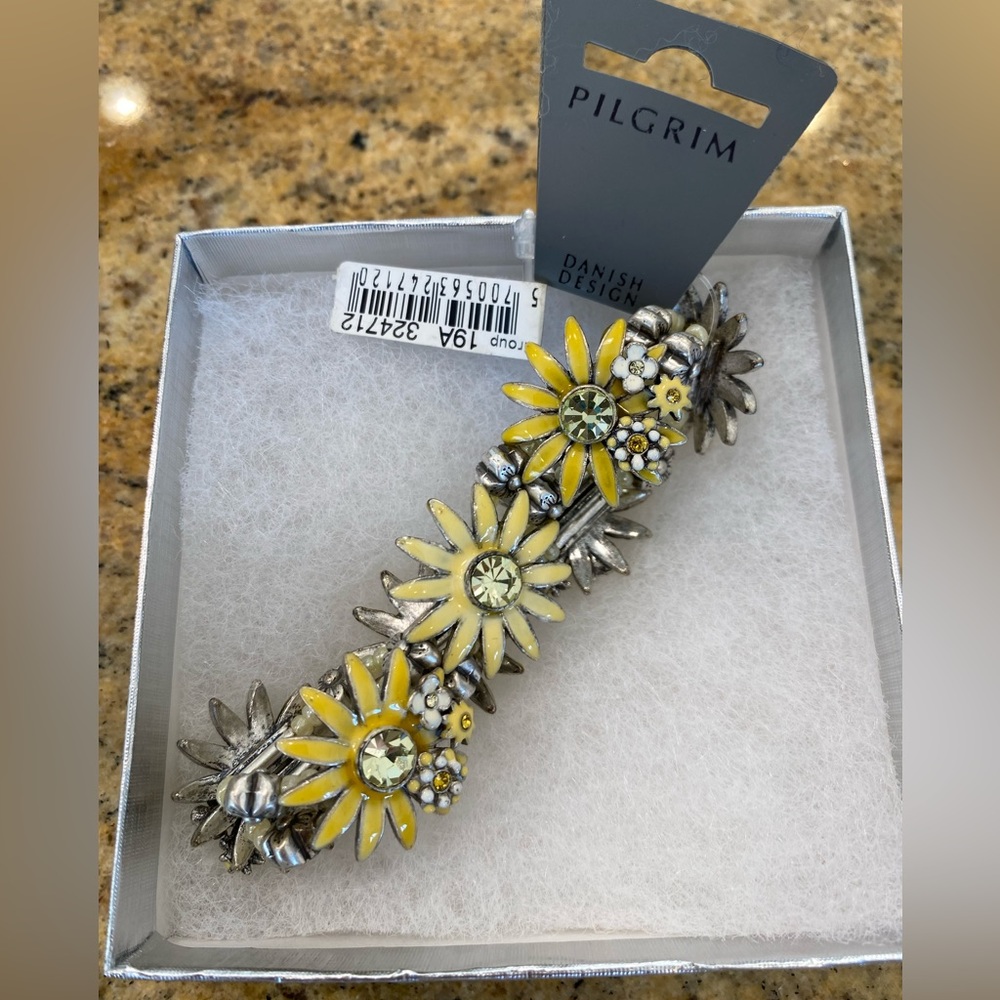 PILGRIM - Daisy - Stretch Bracelet - Oxidised Silver Plate/Yellow BNWT